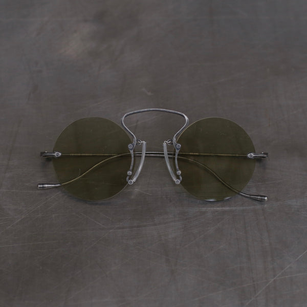 RIGARDS X UMA WANG Joint Stainless Steel Rimless Glasses RG00UW9(A) Series Collection RG-RG00UW9(A)-FGHQL Retro Black Frame Light Green Lenses